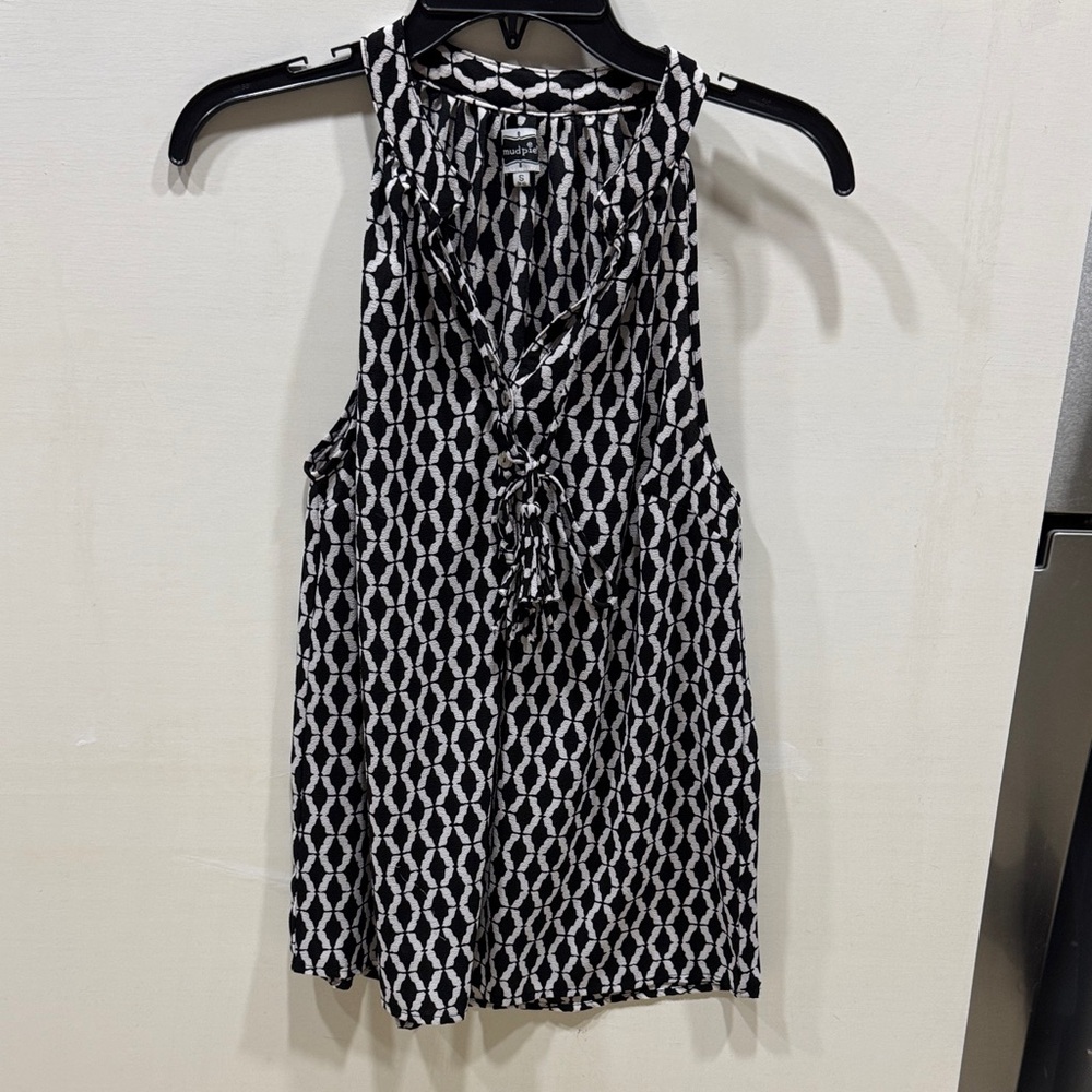 Mud Pie Black and White Geometric Blouse